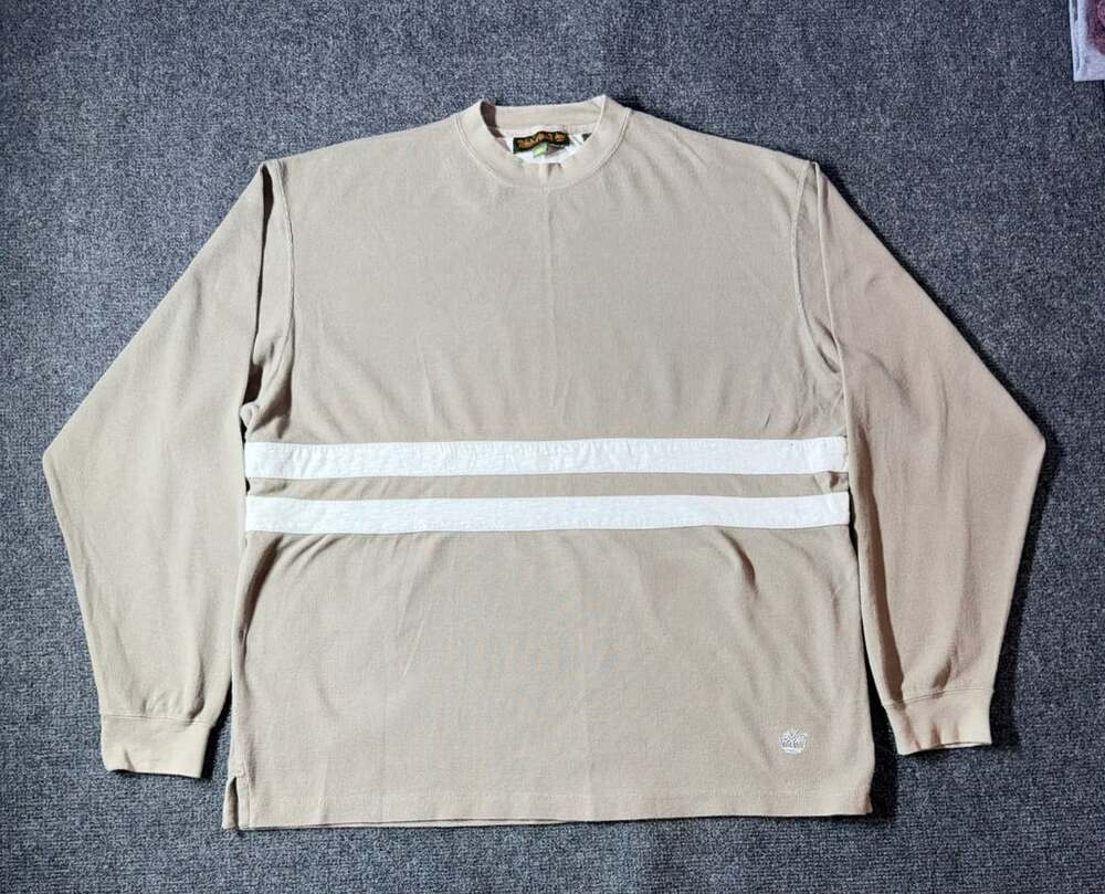Timberland Long-Sleeve Waffle-Knit Crew Neck Shirt with White Stripes, Size XL